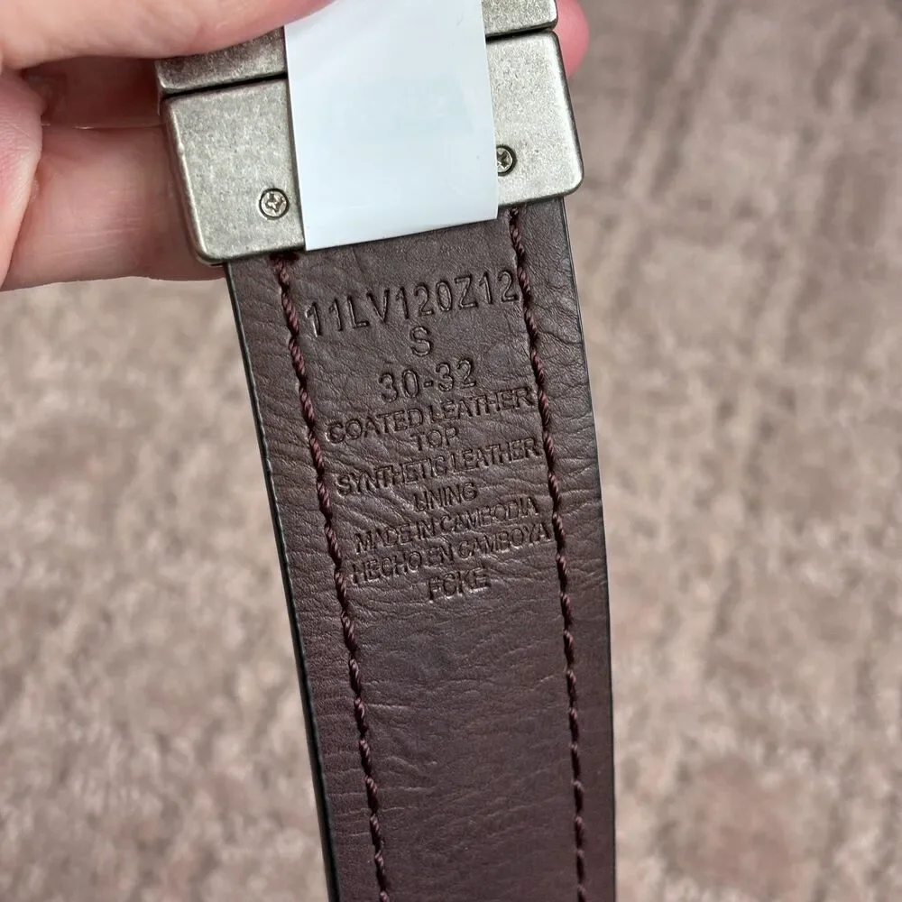 Levi's Coated Leather Belt Mens Small (30-32) Black Brown Reversible Casual NWT